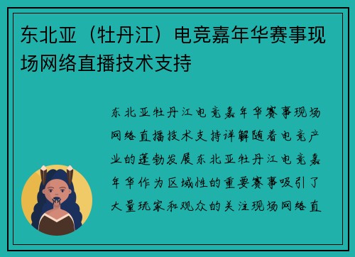 东北亚（牡丹江）电竞嘉年华赛事现场网络直播技术支持