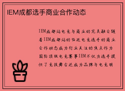 IEM成都选手商业合作动态